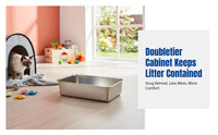 Cat Litter Box Cabinet, Vintage Style, Doubletier, Semi-Enclosed, Odor Control, Antispray, PVC
