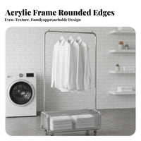 Rolling Clothes Rack On Wheels Rolling Clothes Valet with Basket for Minimalists