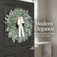Eucalyptus Wreath Front Door, Spring Summer Wreath Front, Artificial Eucalyptus Wreath, Frosted Eucalyptus Wreath Front Door