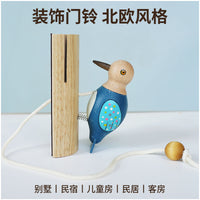 Wooden woodpecker跨境新品创意乔迁礼物木质复古敲门器挂件门铃