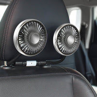 Dual-Head USB Car Fan for Rear Seats - 12V/24V, ABS