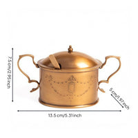Ornate Brass Canister Tabletop Display Decorative Brass Jar Lid for Storage