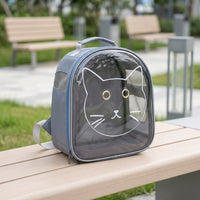 Transparent Pet Carrier Cat Backpack with PVC Panel, Breathable Pet Backpack for Hiking Walking, Double Hole Ventilation Dog Backpack Travel