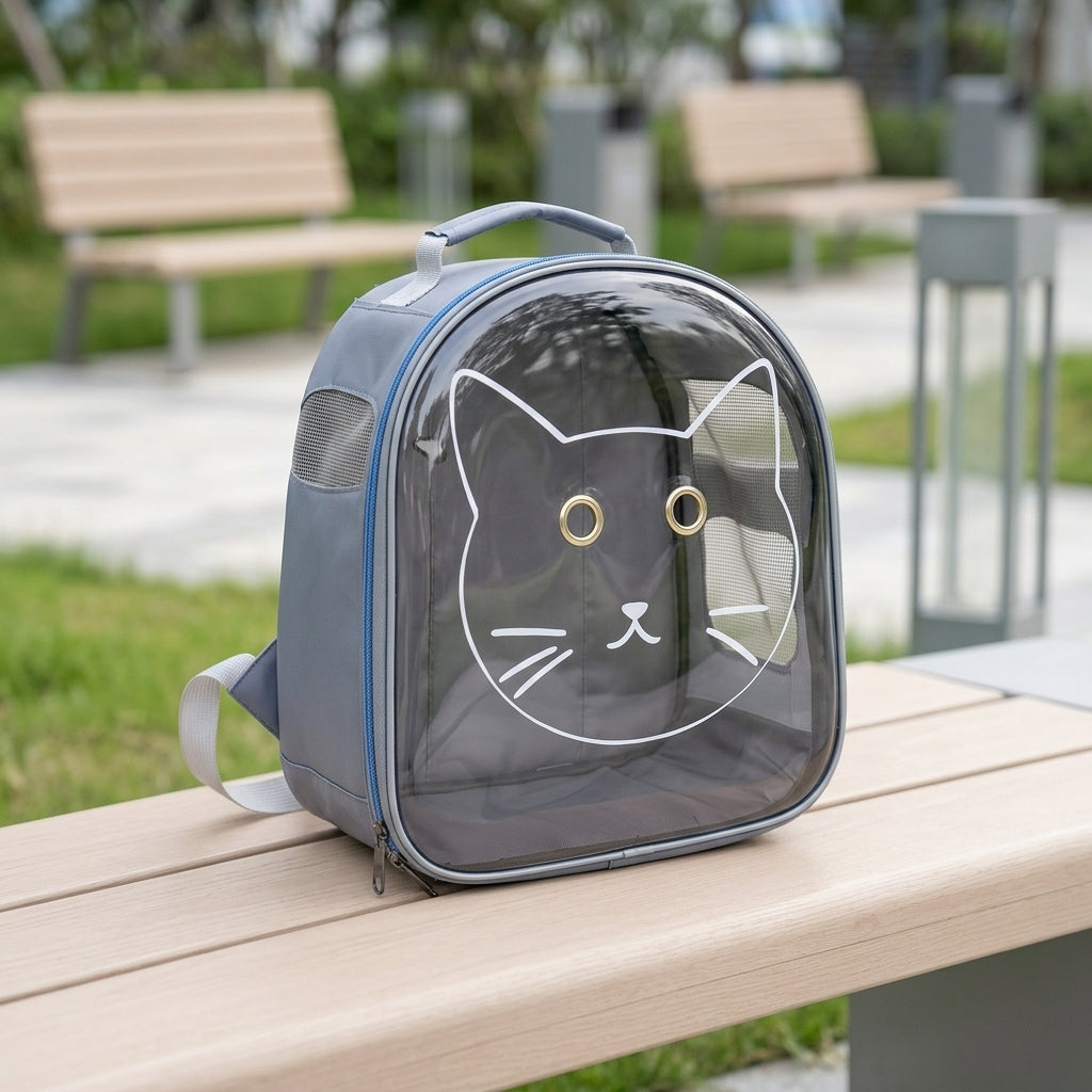 Transparent Pet Carrier and Cat Backpack, PVC Medium Hardness Dog Backpack for Small Dogs, Double Hole Ventilation Pet Backpack for Travel Hiking