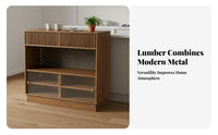 Extendable Kitchen Island Multi-Functional Design Kitchen Island with Storage Space-Saving Solid Wood Sideboard Bar for Homeowners, Hosts, Living Room
