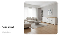 Contemporary Television Cabinet with Storage Sturdy Construction White TV Stand Rounded Corners Modern Entertainment Center for Small Areas, Bedroom