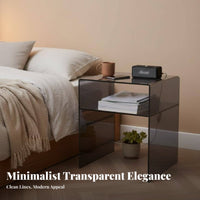Clear C-Table Modern Design Nightstand Space-Saving for Bedroom, Office, Adults