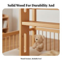 Solid Wood Bunk Bed Guardrail Wooden Bunk Bed Sturdy Construction Bedroom Furniture for Teenagers, Guests, Small Room, Dormitory, Apartment