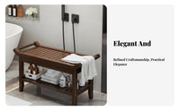 Bamboo Bath Stool Water Resistant Bamboo Shower Bench Heavy-Duty for Living Room