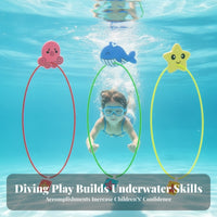 3 Pieces Pool Diving Hoop Reusable Seasonal Fun Item Upright Standing Weighted Diving Hoop
