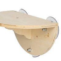 Cat Hammock Window Perch with Suction Cup Cat Bed, Solid Wood Half Oval Swing for Indoor Sunbathing Viewing, Simple Style Non-Foldable Design