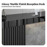 Modern Reception Desk Varnished Surface Ed Finish Minimalist Front Desk Sturdy Construction Retail Cashier Counter for Receptionists, Spa, Boutique