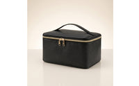 Waterproof Makeup Bag with Brush Slots Zippered Makeup Bag with Handle Compact Cosmetic Travel Organizer Versatile for Bathroom, Vanity