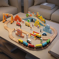 Electric Toy Train Set Educational Wooden Railway Playset Imaginative Play