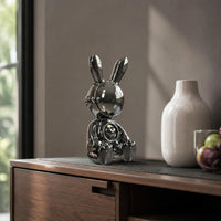 Astronaut Rabbit Figurine Reflective Surface Astronaut Rabbit Statue Cute