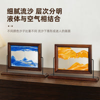 胡桃木流沙画摆件客厅桌面中古风轻奢高档玄关酒柜电视柜装饰礼品