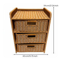 Woven Rattan Storage Cabinet Textured Rattan Nightstand Rounded Edges