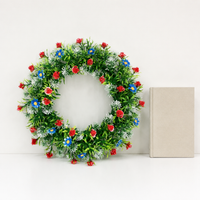 Artificial Flower Wreath, Wreath, Entrance, Wall Hanging, Green, Plastic, Colorful, Eucalyptus Wreath, Door Decoration