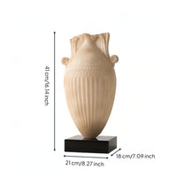 Vase with Black Base Embossed Urn Tall for Entryway