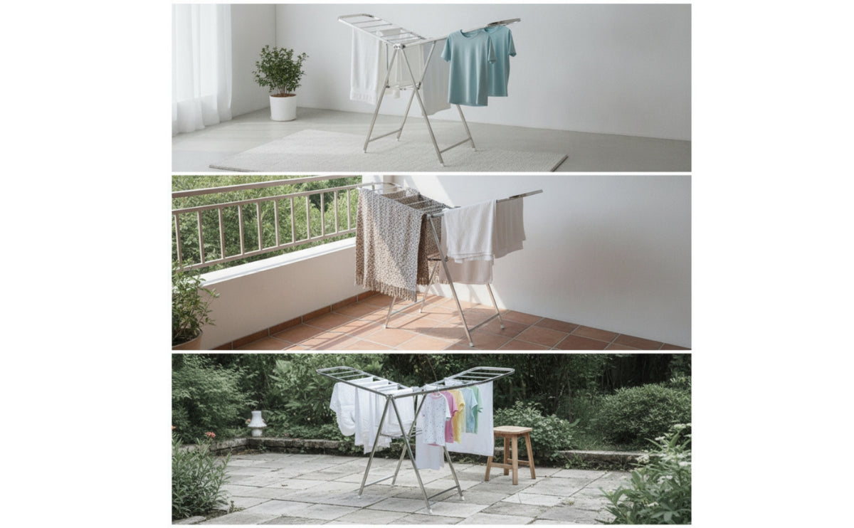 Foldable Clothes Drying Rack Stainless Steel Folding Drying Rack Floor-Standing Space-Saving for Balcony, Apartment