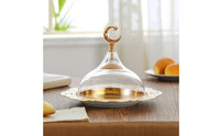 Scalloped Dessert Display with Glass Cover Embossed Pastry Display Plate Decorative Food Tray with Glass Cover Elegant for Party
