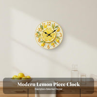 Silent Movement 3D Illusion Wall Clock Non-Ticking Fruit Theme Clock Creative Design for Gift Givers, Families, Living Room, Bedroom