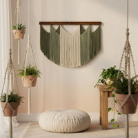 Bohemian Wall Tapestry Handmade Woven Fringe Tapestry Textured Design for Living Room, Coffee Shop