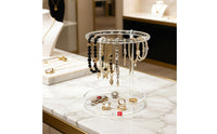 Transparent Acrylic Jewelry Stand Multi-Tier Necklace Display Rack Space-Saving Earring Holder Stand Easy to See for Vanity, Bedroom