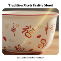 Ceramic Rice Bowl, Cartoon Design, Festive Tableware, Home, Adult