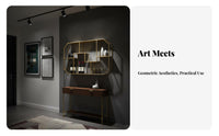 Geometric Grid Shelf Multi-Functional Floating Rack Space-Saving for Living Room