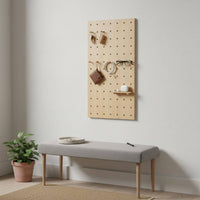 Wooden Pegboard Organizer Solid Wood Wall Mounted Pegboard Shelf Versatile Design Decorative Hole Board for Students, Entryway, Office