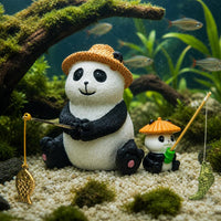 Cute Panda Fishing Ornament for Aquarium, Fish Pond, or Garden Decor
