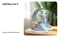 2D Reading Girl decor Ornament Presentable Ramadan Acrylic Moon decoration for Desktop, Cabinet Party Festival