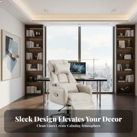 Reclining Chair with Footrest Lumbar Support Office Furniture 360° rotate Padded Armrests for People Working from Home, resting