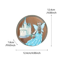 Fairy Castles Wall Plaque Decorative Artisanal Design Round Castles Hanging Decor 3D Relief Garden Fairy Wall Ornament for Living Room, Patio