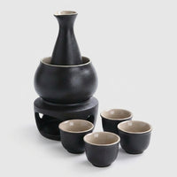 Ceramic Wine Warmer Set, 7-Piece Minimalist Japanese Style