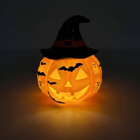 Pumpkin Lamp with Witch Hat Halloween Pumpkin Table Lamp Decorative Jack-O'-Lantern Night Light for Entryway