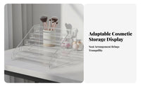 Makeup Display Case Transparent Design Tiered Compartment Tray Multi-Functional
