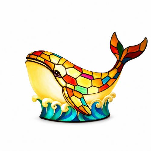 Whale Night Light Multicolor Decorative Figurine Ocean-Themed for Desk, Bedroom