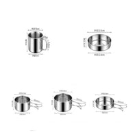 304 Stainless Steel Camping Cookware Set with Storage Bag Outdoor Cookware Set with Folding Handles Nesting Mess Kit Compact for Backpackers