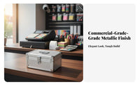 Heavy Duty Lockable Money Box Lightweight Lockable Storage Box Reinforced Corners Metal Document Case Soft Interior Lining for Business Owners, Professionals, Office, Retail Retail Outlet, Workshop, Worksites