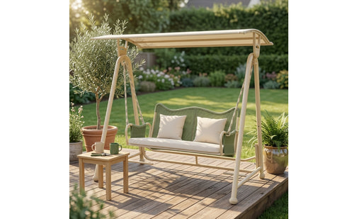 Comfortable Swing Bench with Cushion Freestanding Swing Bench Woven Loveseat Cushion Set Metal for Balcony