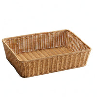 Rectangular Woven Basket Wicker-Style Shallow Basket Rustic Design for Kitchen