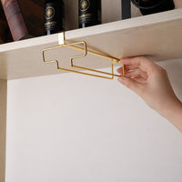 No-Drill Wine Glass Rack, Modern Metal Hanging Wine Glass Holder for Home Bar, Under Cabinet Stemware Rack, 26 cm