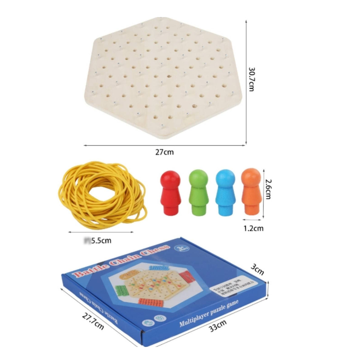 Elastic Cords Wooden Triangle Board Game Multicolor Cord Lattice Game Strategy Portable