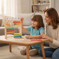 Arithmetic Learning Frame Preschool Bead Counting Frame with Cards Wooden Abacus Colorful Toy Hands-on for Preschoolers