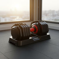 Adjustable Dumbbell Pair Space-Saving Dumbbell Pair with Base