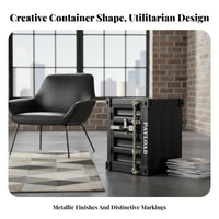 Lockable Metal Nightstand Industrial Design Bedside Table Sturdy Construction