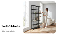 Minimalist Design Freestanding Bookcase Multi-Tier Design Freestanding Grid Shelf Room Divider Function Shelving One-Piece Space-Saving for Office Workers, Book Lovers, Homeowners, Study, Studio Apartment, Bedroom