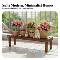 3-Tier Plant Shelf Freestanding 3-Tier Long Bench Space-Saving for Living Room